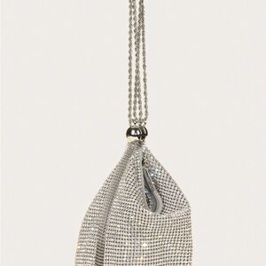 cult gaia Silver Mesh Drawstring Wristlet